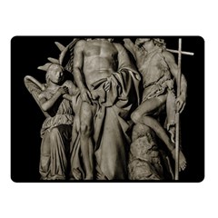 Catholic Motif Sculpture Over Black Double Sided Fleece Blanket (small) by dflcprintsclothing