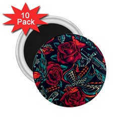 Vintage Flash Tattoos Designs Seamless Pattern 2 25  Magnets (10 Pack)  by Pakemis