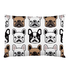 Dog French Bulldog Seamless Pattern Face Head Pillow Case by Pakemis