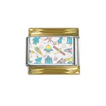 Cute-seamless-pattern-with-space Gold Trim Italian Charm (9mm) Front