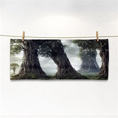 Trees Forest Woods Drawing Fantasy Dream Hand Towel by Uceng