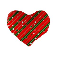 Christmas Paper Star Texture Standard 16  Premium Flano Heart Shape Cushions by Uceng