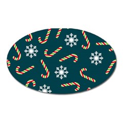 Christmas Seamless Pattern With Candies Snowflakes Oval Magnet by Uceng