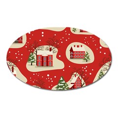 Christmas New Year Seamless Pattern Oval Magnet by Uceng