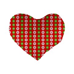 Festive Pattern Christmas Holiday Standard 16  Premium Flano Heart Shape Cushions by Ravend