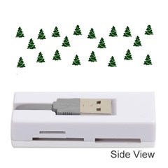 Green Christmas Trees White Memory Card Reader (stick) by TetiBright