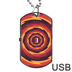 Illustration Door Abstract Concentric Pattern Dog Tag Usb Flash (two Sides) by Ravend
