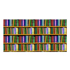 Books On A Shelf Satin Shawl 45  X 80  by TetiBright