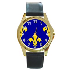 Ile De France Flag Round Gold Metal Watch by tony4urban
