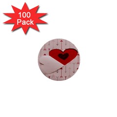Valentine Day Heart Love Logo 1  Mini Buttons (100 Pack)  by artworkshop