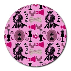 Fashion Girl Newyork Bts Nft Round Mousepad by Ravend
