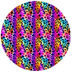 Rainbow Leopard Wooden Bottle Opener (round) by DinkovaArt