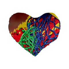 Thread Texture Pattern Standard 16  Premium Flano Heart Shape Cushions by artworkshop