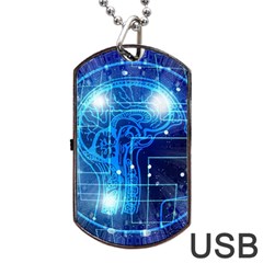 Artificial Intelligence Brain Think Art Dog Tag Usb Flash (one Side) by Jancukart