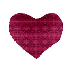 Elegant Pink Floral Geometric Pattern Standard 16  Premium Flano Heart Shape Cushions by dflcprintsclothing