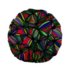 Background Pattern Flowers Seamless Standard 15  Premium Flano Round Cushions by Jancukart