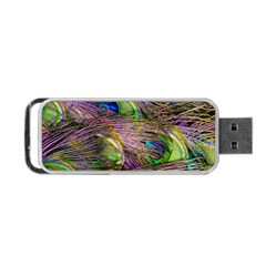 Green Purple And Blue Peacock Feather Portable Usb Flash (two Sides) by Jancukart