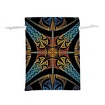 Abstract, Pattern Arabesque Design Tile Decoration Seamless Lightweight Drawstring Pouch (L) Front