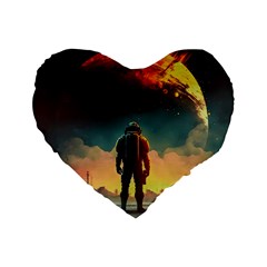 Leadership Alien Soldier Warrior Fantasy Standard 16  Premium Flano Heart Shape Cushions by Ravend