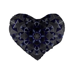 Kaleidoscope Geometric Pattern Standard 16  Premium Flano Heart Shape Cushions by Ravend