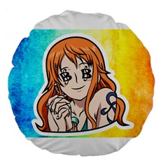 Nami Lovers Money Large 18  Premium Flano Round Cushions by designmarketalsprey31