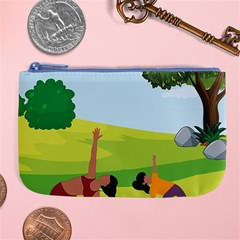 Mother And Daughter Yoga Art Celebrating Motherhood And Bond Between Mom And Daughter  Large Coin Purse by SymmekaDesign