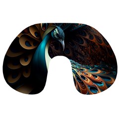 Peacock Bird Feathers Colorful Texture Abstract Travel Neck Pillow by Pakemis