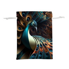 Peacock Bird Feathers Colorful Texture Abstract Lightweight Drawstring Pouch (s) by Pakemis