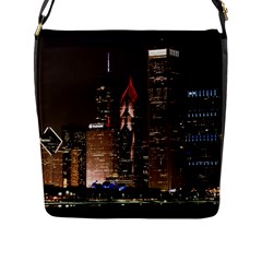 Chicago City Architecture Downtown Flap Closure Messenger Bag (l) by Ravend