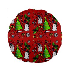 Santa Snowman Gift Holiday Standard 15  Premium Round Cushions by Uceng