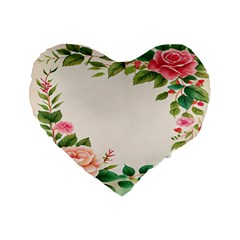 Watercolor Flower Standard 16  Premium Flano Heart Shape Cushions by artworkshop