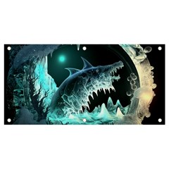 Sculpture Dinosaur Shark Frozen Winter Fantasy Banner And Sign 4  X 2  by Ravend