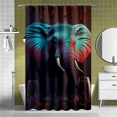 Ai Generated Elephant Tusks Trunk Wildlife Africa Shower Curtain 48  X 72  (small)  by danenraven