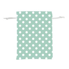 Light Blue And White Polka Dots Lightweight Drawstring Pouch (m) by GardenOfOphir
