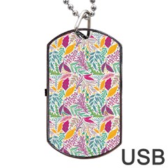 Leaves Colorful Leaves Seamless Design Leaf Dog Tag Usb Flash (one Side) by Ravend