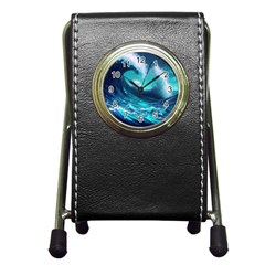 Tsunami Tidal Wave Ocean Waves Sea Nature Water Pen Holder Desk Clock by Ravend
