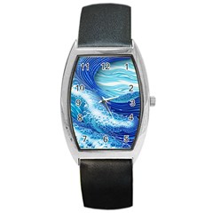 Water Waves Barrel Style Metal Watch by GardenOfOphir