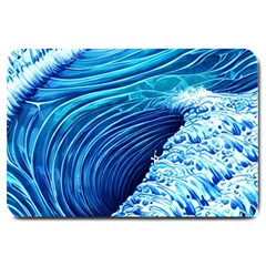 Simple Blue Ocean Wave Large Doormat by GardenOfOphir