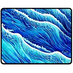 Blue Ocean Wave Watercolor One Side Fleece Blanket (medium) by GardenOfOphir
