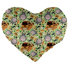 My Neighbor Totoro Pattern Large 19  Premium Heart Shape Cushions by Jancukart
