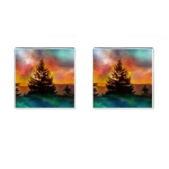 Tree Nature Landscape Fantasy Cufflinks (square) by Ravend