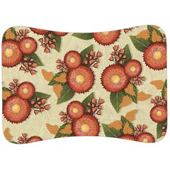 Flowers Leaves Pattern Flora Botany Drawing Art Velour Seat Head Rest Cushion by Ravend