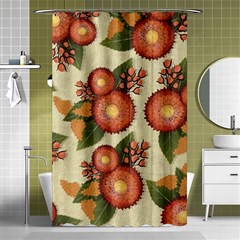 Flowers Leaves Pattern Flora Botany Drawing Art Shower Curtain 48  X 72  (small)  by Ravend