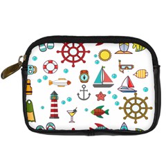 Marine Nautical Seamless Pattern Art Digital Camera Leather Case by Jancukart