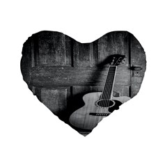 Acoustic Guitar Standard 16  Premium Flano Heart Shape Cushions by artworkshop