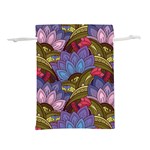 Purple Red And Green Flowers Digital Wallpaper Patterns Ornament Lightweight Drawstring Pouch (L) Back