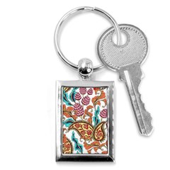 Flowers Pattern Texture White Background Paisley Key Chain (rectangle) by Jancukart