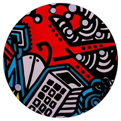 Multicolored Doodle Art Street Art Round Trivet by Jancukart