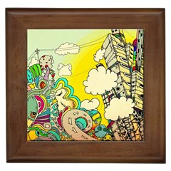 Doodle Wallpaper Artistic Surreal Framed Tile by Jancukart