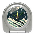 Lighthouse Abstract Ocean Sea Waves Water Blue Travel Alarm Clock Front